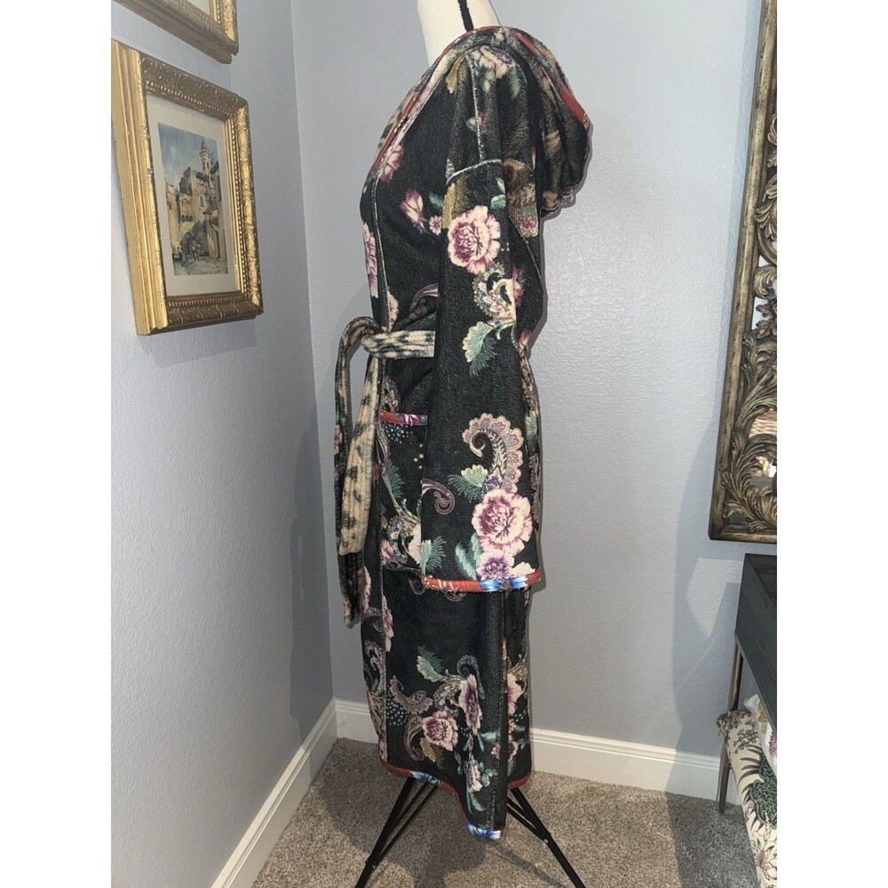 Johnny Was Aditi Robe Reversible Leopard L/XL Cozy Plush Boho Floral Girls Trip - Picture 4 of 16